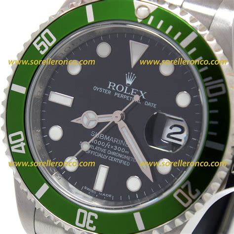 rolex submariner ghiera verde 50 anniversario moello 2006|used rolex submariner 16610.